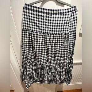 J. Crew Factory Womens Gingham Check Multi-tier Blue & White Maxi Skirt Size L